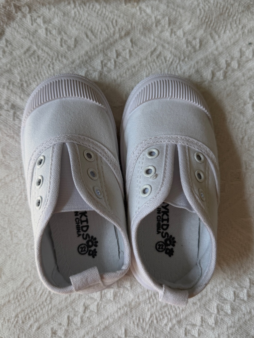 New Kids White Slip-On Canvas Shoes